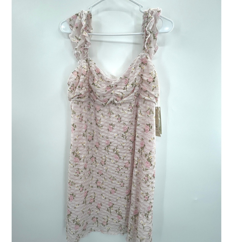 No Boundaries Pink Floral Lace Mini Dress XXL Cottagecore Coquette NWT Feminine - Picture 2 of 8